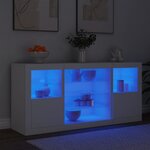 vidaXL Buffet avec lumières LED blanc 142 5x37x67 cm