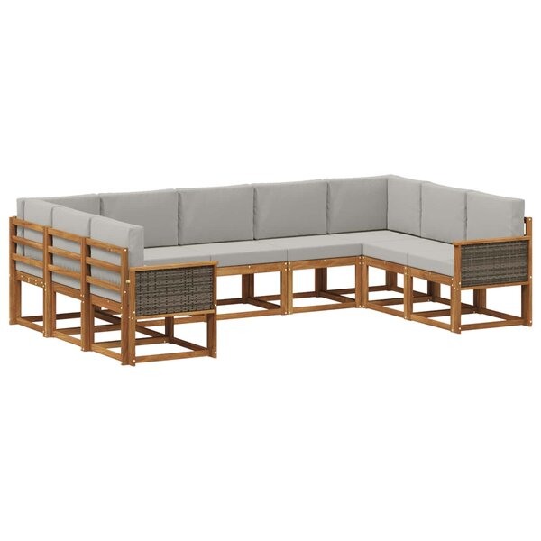 vidaXL Ensemble de canapés d'extérieur 9 pc Naturel et gris clair