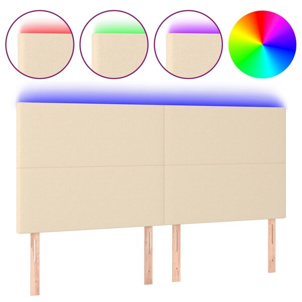 vidaXL Tête de lit à LED Crème 160x5x118/128 cm Tissu