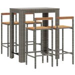 vidaXL Ensemble de bar jardin 5 Pièces gris poly rotin/bois massif acacia