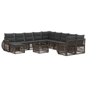 vidaXL Ensemble de canapé de jardin 12 Pièces Gris polyrotin