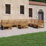 vidaXL Salon de jardin 9 Pièces marron miel bois de pin massif