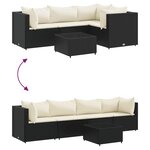 vidaXL Salon de jardin 5 Pièces avec coussins Noir Résine tressée