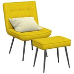 vidaXL Chaise de relaxation avec tabouret jaune velours