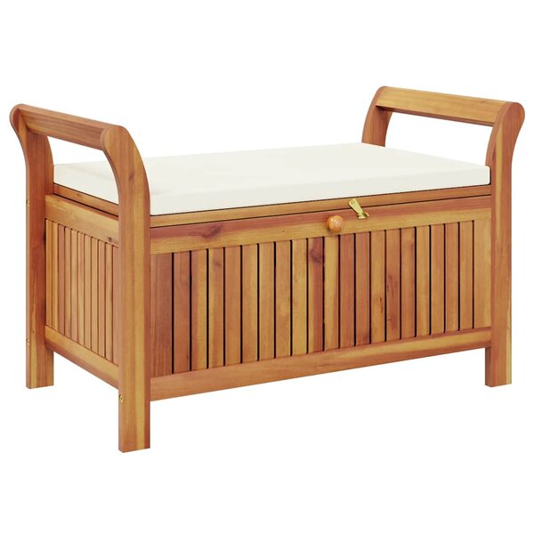vidaXL Banc de rangement de jardin avec coussin 91 cm Bois d'acacia