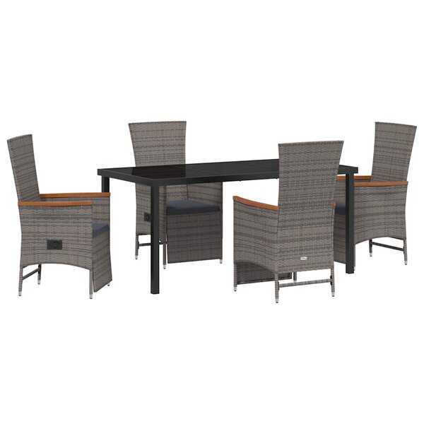 vidaXL Ensemble de salle à manger pour jardin 5 Pièces Gris Poly rotin