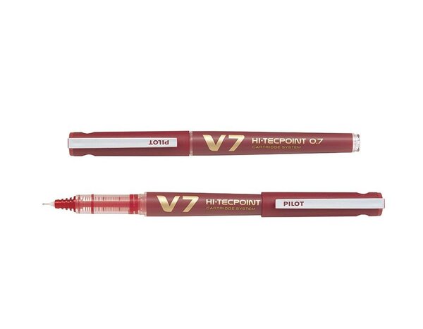 Roller Rechargeable Hi-TechPoint V7 Begreen Pointe Moyenne Encre liquide Rouge PILOT