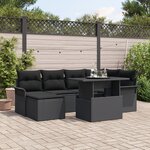 vidaXL Ensemble de canapé jardin 7 pièces avec coussins en rotin synthétique noir