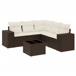 vidaXL Salon de jardin avec coussins 6 Pièces marron résine tressée