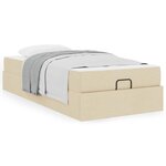 vidaXL Cadre de lit avec matelas Crème 100 x 200 cm tissu