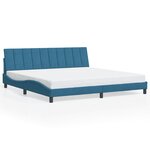 vidaXL Cadre de lit avec LED sans matelas Hanko bleu 200x200 cm velours