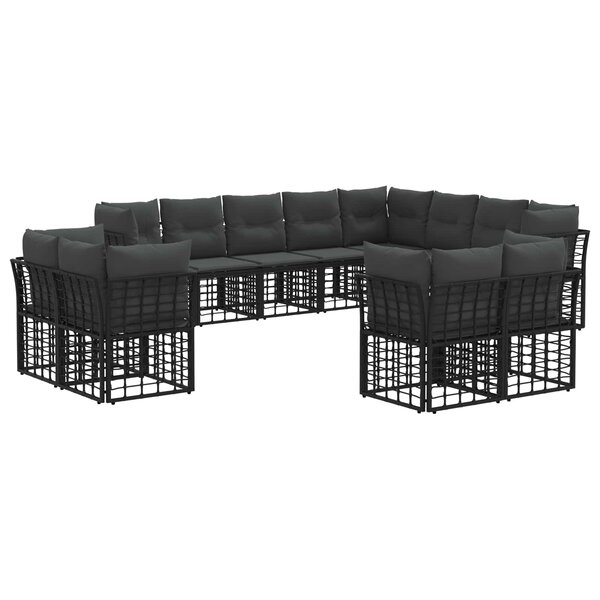 vidaXL Ensemble de canapés d'extérieur Noir et Gris foncé Polyester