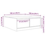 vidaXL Table basse avec tiroirs chêne sonoma 100x100x40 cm