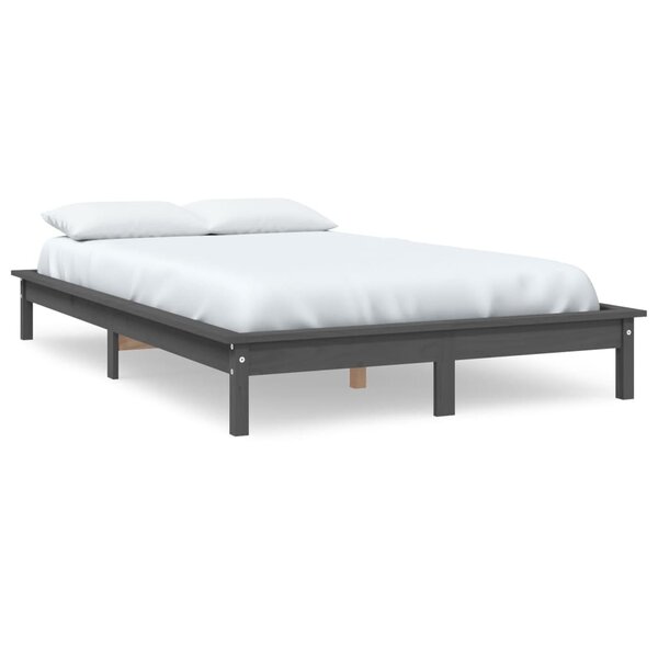 vidaXL Cadre de lit sans matelas gris 200x200 cm bois massif