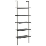 vidaXL Étagère inclinée à 5 niveaux Noir 64x35x185 cm
