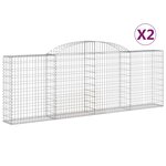 vidaXL Paniers à gabions arqués 2 Pièces 300x30x100/120 cm fer galvanisé