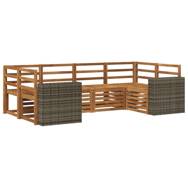 vidaXL Ensemble de canapé d'angle 6 Pièces Naturel Bois d'Acacia Massif