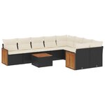 vidaXL Salon de jardin 10 Pièces avec coussins noir résine tressée