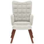 vidaXL Fauteuil relax avec tabouret en velours crème