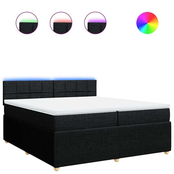 vidaXL Sommier à lattes de lit avec matelas Noir 200x200 cm Tissu