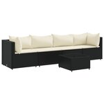 vidaXL Salon de jardin 5 Pièces avec coussins Noir Résine tressée