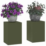 vidaXL Support de Plante 2 Pièces Vert olive 24 x 24 x 35 cm Acier