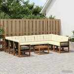 vidaXL Ensemble de canapés d'extérieur 10 pc Naturel et Crème