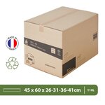 Pack and Move - Lot 15 cartons déménagement hauteur modubale : variable - 60 x 45 x 31-41 cm - Poignées renforcées - 1 adhésif offert