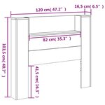 vidaXL Armoire tête de lit avec LED noir 120x16 5x103 5 cm