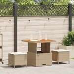 vidaXL Ensemble de salle à manger pour jardin 3 Pièces Beige Poly rotin