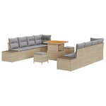 vidaXL Ensemble de jardin 11 pièces avec coussins beige poly rotin acacia