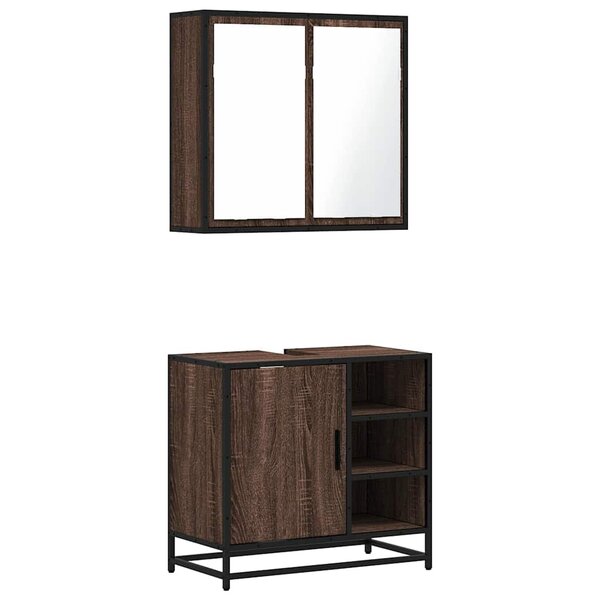 vidaXL Ensemble de meubles de salle de bain 2 Pièces Chêne marron