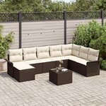 vidaXL Ensemble de canapé de jardin avec coussin 9 Pièces Gris Poly rotin