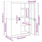 vidaXL Armoire de rangement 2 Pièces Jaune moutarde 90 x 40 x 140 cm