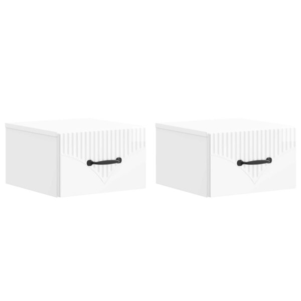vidaXL Cabinet de chevet mural 2 pc Blanc brillant 34 5 x 33 x 20 cm