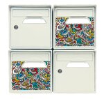 Pack de 4 boîtes aux lettres 1 porte - 2x "The Maniac World" SKWAK - 2x "Blanc ivoire"