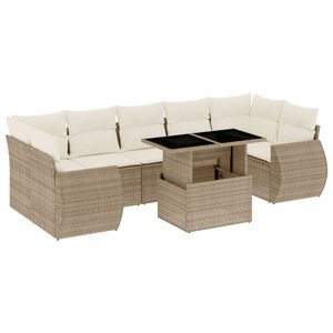 vidaXL Salon de jardin avec coussins 8 Pièces beige résine tressée
