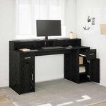 vidaXL Bureau avec porte Chêne noir 160 x 55 x 91 cm Bois d'ingénierie