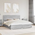 vidaXL Cadre de lit Gris Sonoma 200 x 200 cm Bois d'ingénierie