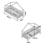 Lit Kae cabane barrière blanc + matelas