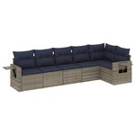 vidaXL Salon de jardin 6 Pièces avec coussins gris résine tressée