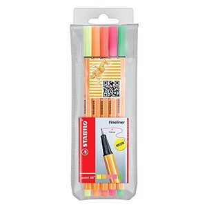 Pochette de 5 Stylo-Feutre POINT 88 Pointe Fine 0 4 mm FLUO STABILO