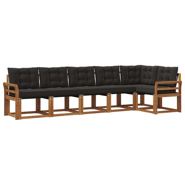 vidaXL Ensemble de canapés d'extérieur 6 Pièces Naturel et Noir