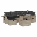 vidaXL Salon de jardin avec coussins 7 Pièces gris clair résine tressée