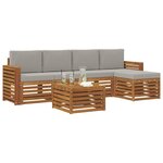 vidaXL Ensemble de canapés d'extérieur 6 pc Gris Naturel et Clair