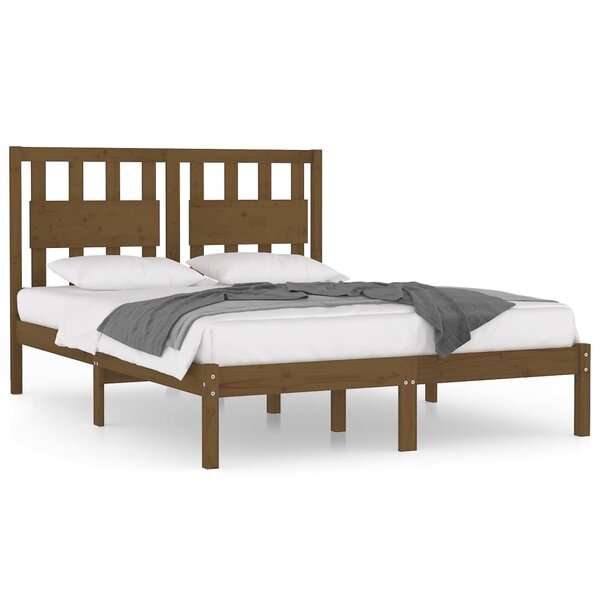 vidaXL Cadre de lit Marron miel Bois de pin massif 200x200 cm