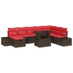vidaXL Ensemble de canapé de jardin 9 Pièces Marron Poly rotin