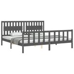 vidaXL Cadre de lit avec tête de lit gris 200x200 cm bois massif