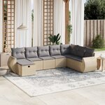 vidaXL Salon de jardin avec coussins 8Pièces mélange beige résine tressée