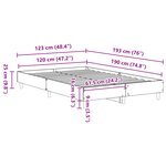 Lit vidaXL 120x190 cm Gris Béton en Bois Ingenierie